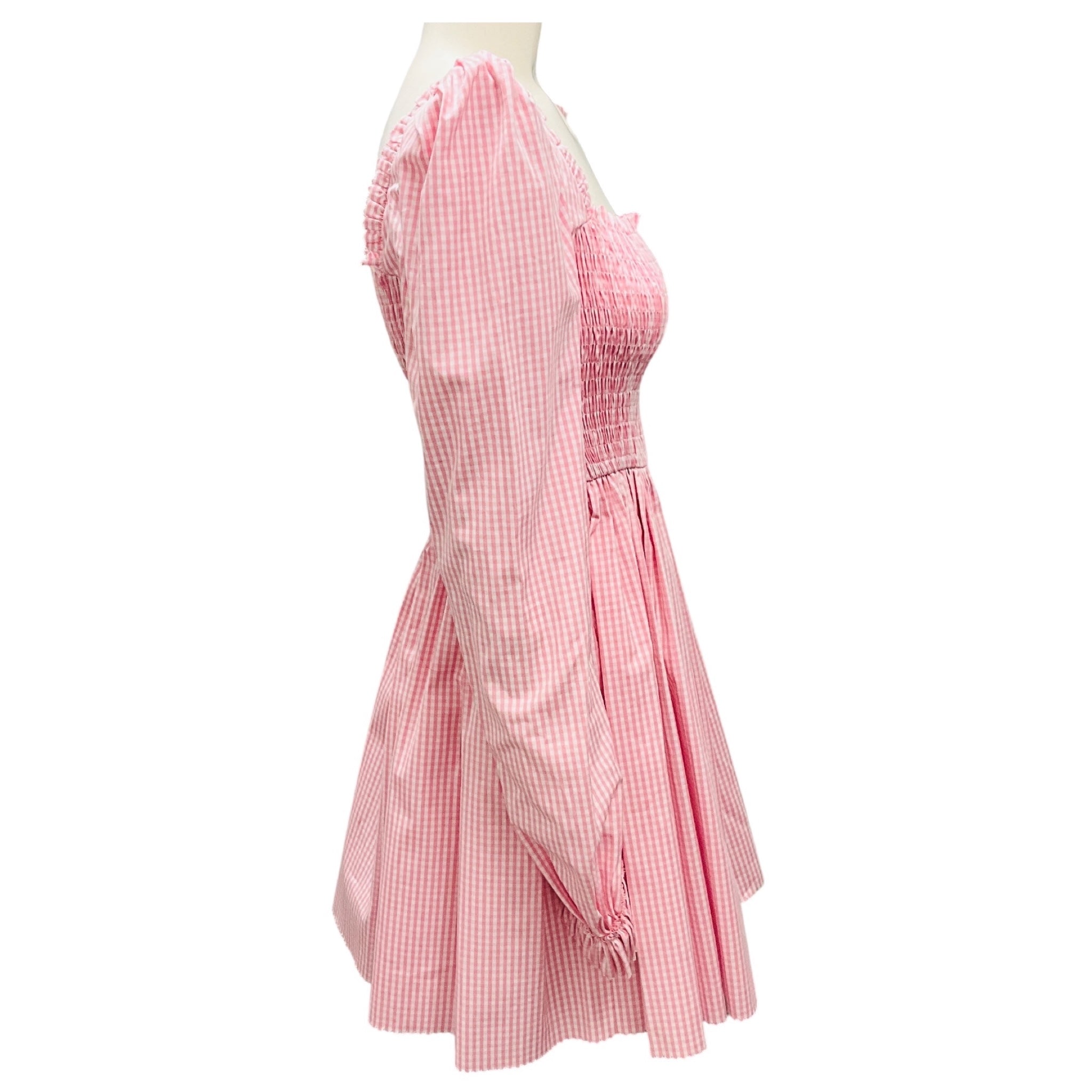The Vampire's Wife Pink Gingham Cotton The Straw Girl Mini Dress