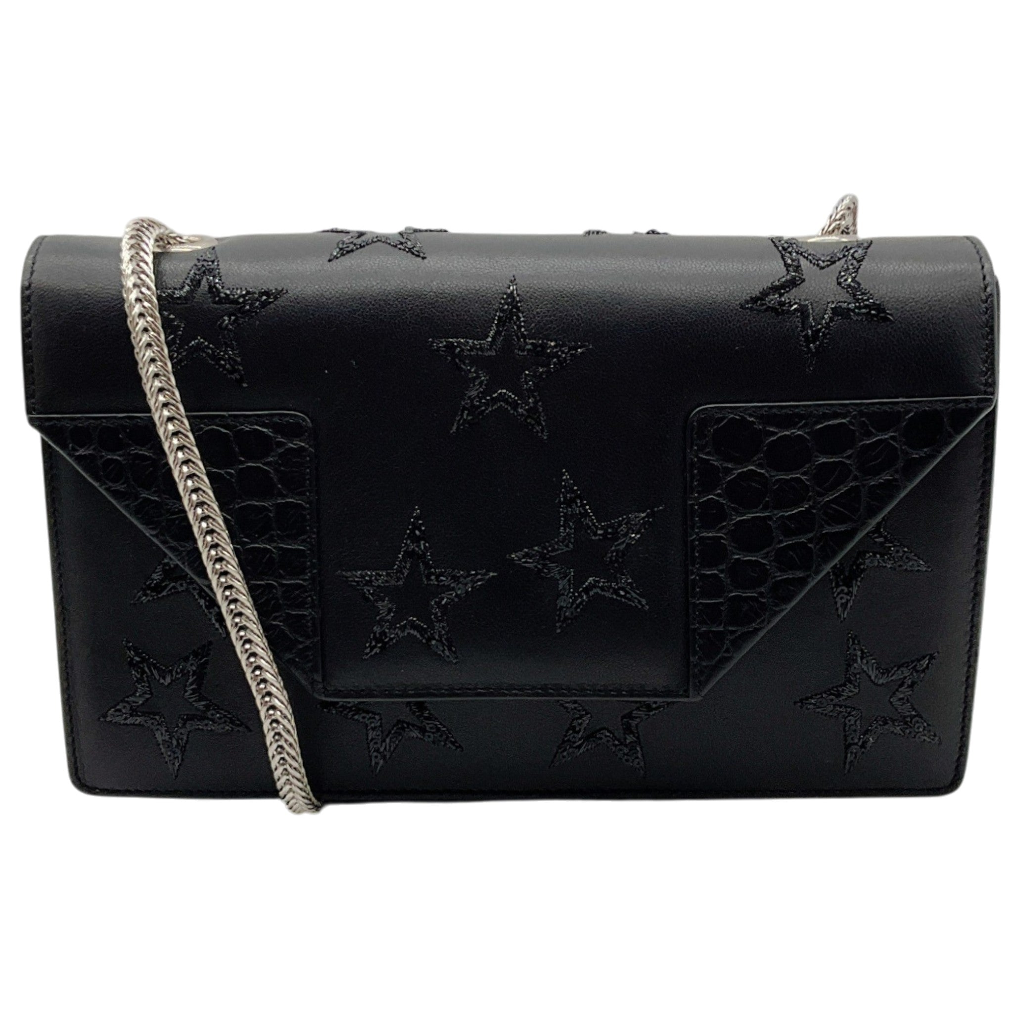 Saint Laurent Black Leather Betty Shoulder bag with Sequined Embroidered Stars
