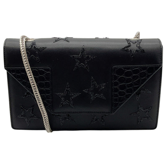Saint Laurent Black Leather Betty Shoulder bag with Sequined Embroidered Stars
