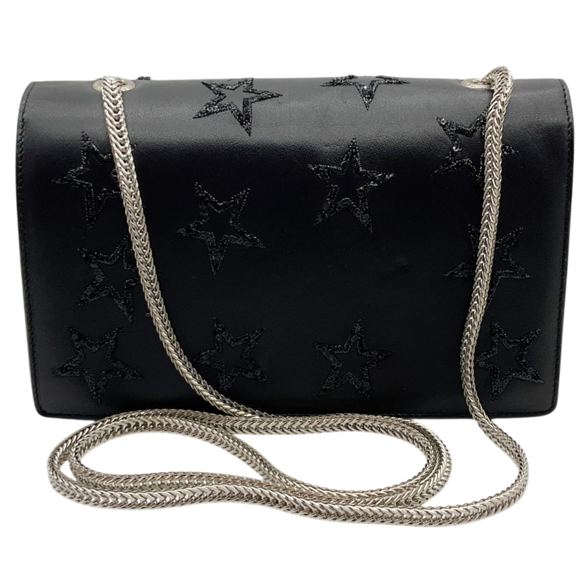 Saint Laurent Black Leather Betty Shoulder bag with Sequined Embroidered Stars