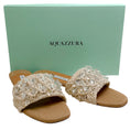 Load image into Gallery viewer, Aquazzura Natural Raffia Crystal Cote Flat Sandals
