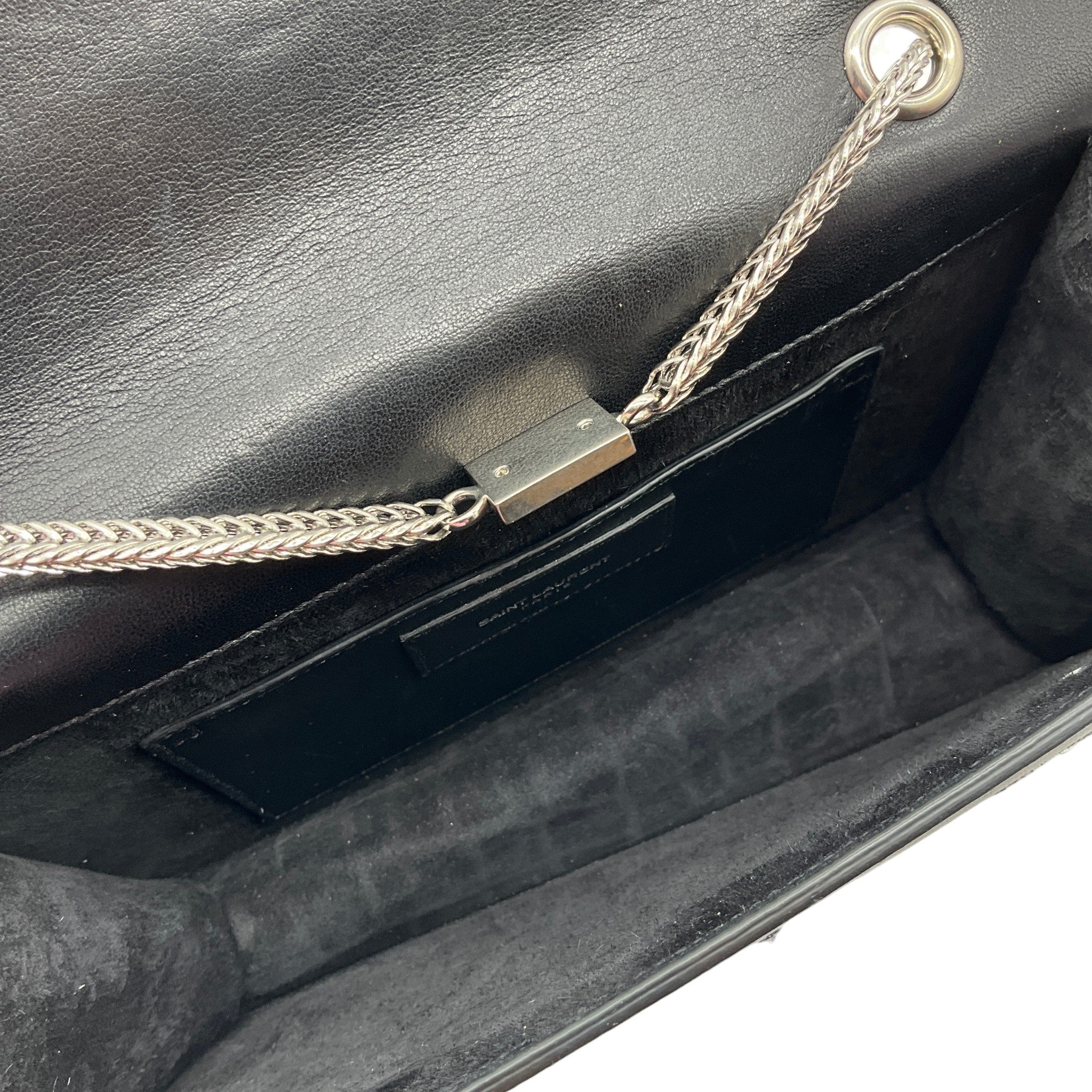 Saint Laurent Black Leather Betty Shoulder bag with Sequined Embroidered Stars