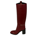 Load image into Gallery viewer, Gucci Red Leather Heeled Tall Boots with Silver Horsebit Detail
