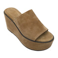 Load image into Gallery viewer, Brunello Cucinelli Beige Monili Beaded Suede Platform Wedge Slide Sandals
