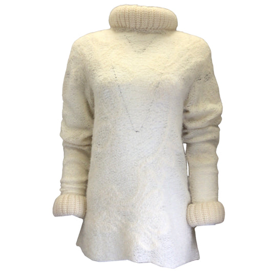 Chanel Ivory Long Sleeved Alpaca, Cashmere, and Mohair Knit Sweater