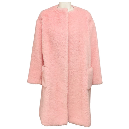 Rochas Pink Collarless Sherpa Coat