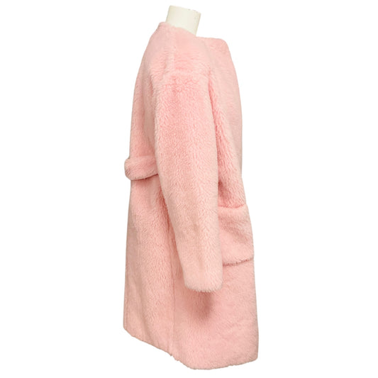 Rochas Pink Collarless Sherpa Coat