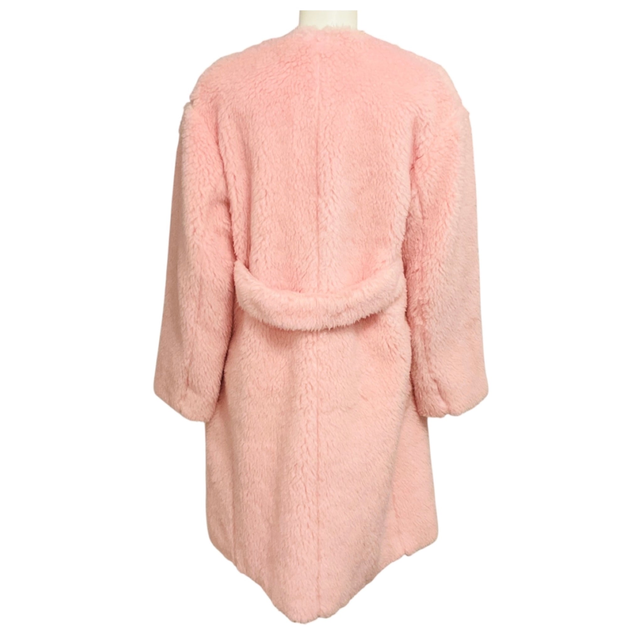 Rochas Pink Collarless Sherpa Coat