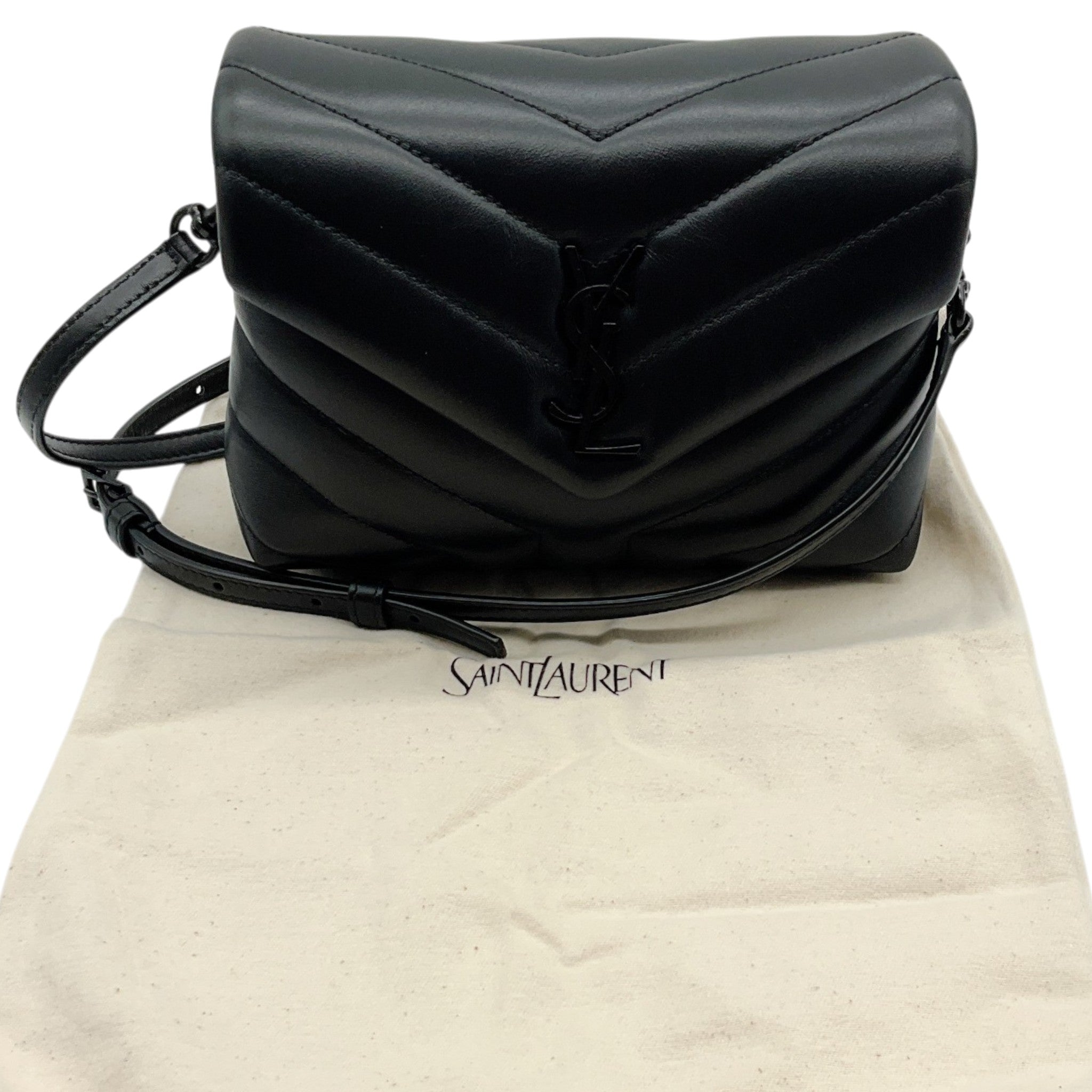 Saint Laurent Black Leather Toy LouLou Crossbody Bag