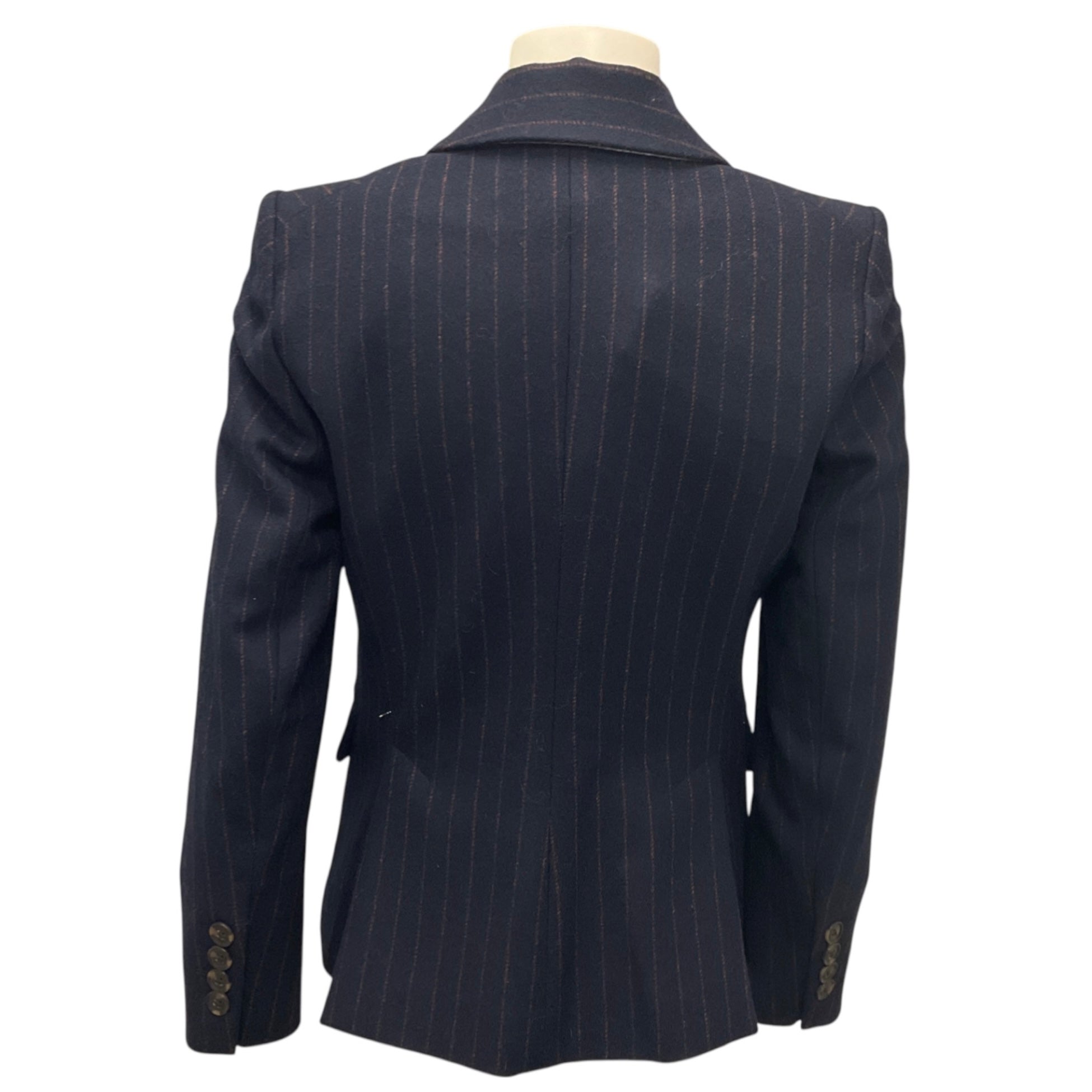 Veronica Beard Navy Multi Tyra Pinstriped Dickey Jacket