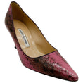 Load image into Gallery viewer, Manolo Blahnik Pink / Brown Python Embossed Leather Pumps

