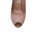 Load image into Gallery viewer, Louis Vuitton Nude / Gold Monogram Lock Detail Calfskin Leather Peep Toe Pumps
