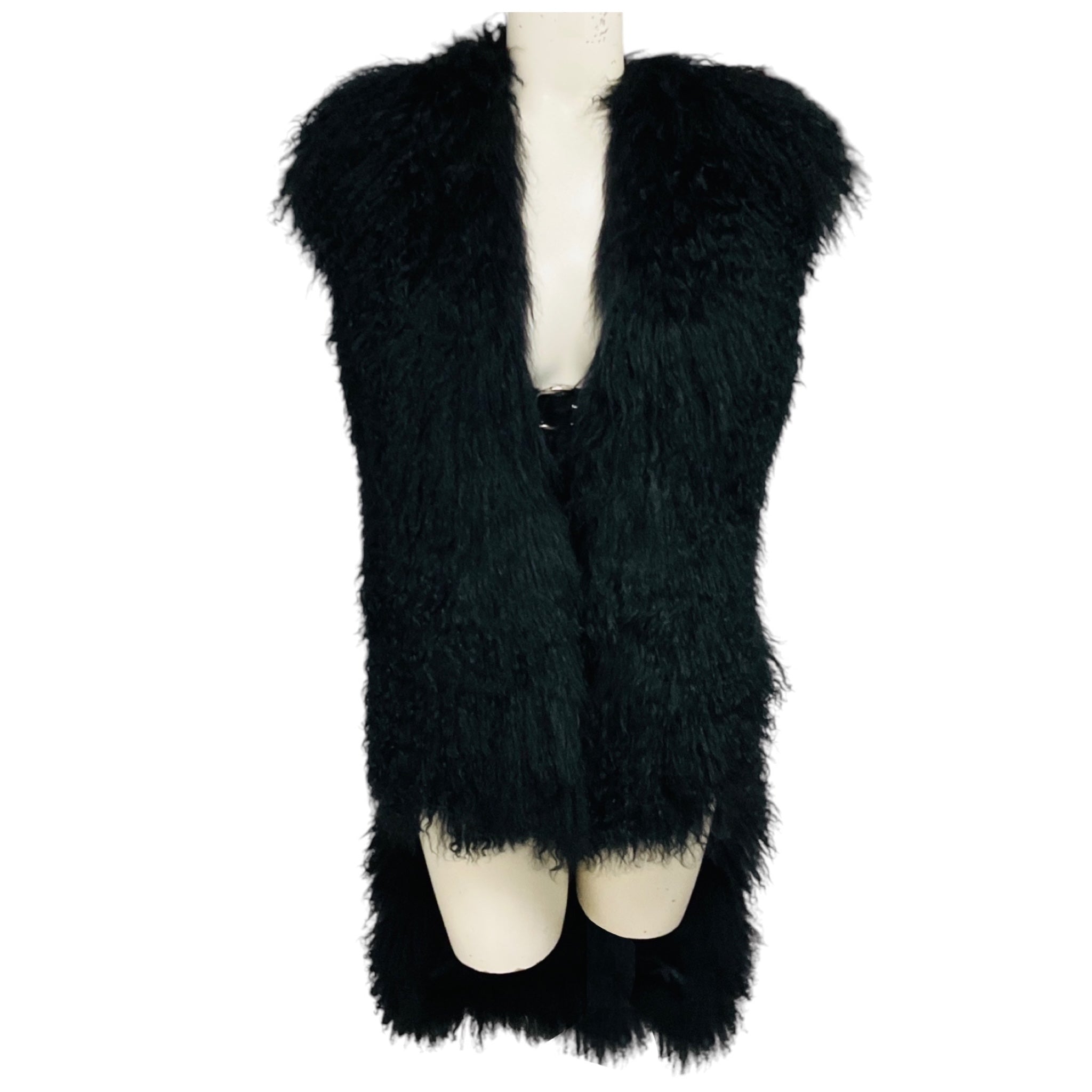 Givenchy Black Mongolian Lamb Fur Vest