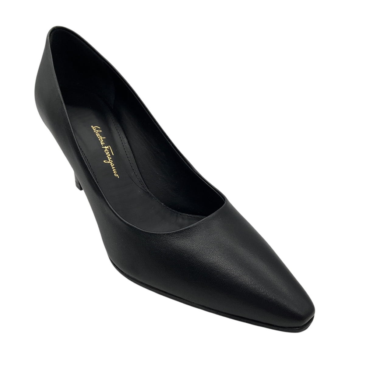 Salvatore Ferragamo Black Pointed Toe Classic Leather Pumps