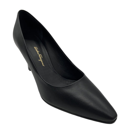 Salvatore Ferragamo Black Pointed Toe Classic Leather Pumps
