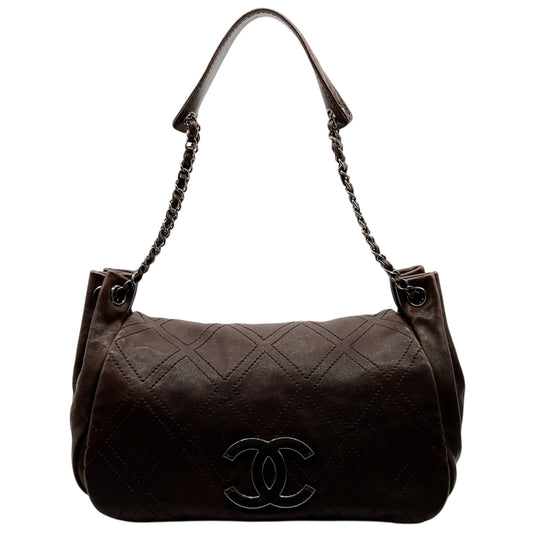 Chanel Brown Leather Diamond Stitch Shoulder Bag