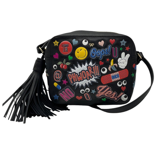 Anya Hindmarch Black Multi Sticker Patch Leather Crossbody Bag