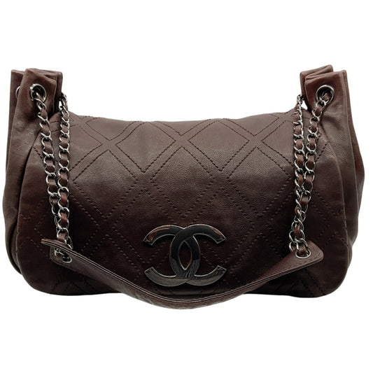 Chanel Brown Leather Diamond Stitch Shoulder Bag
