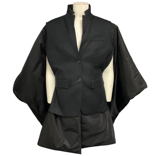 Burberry Black Cape Style Wool and Nylon Coat