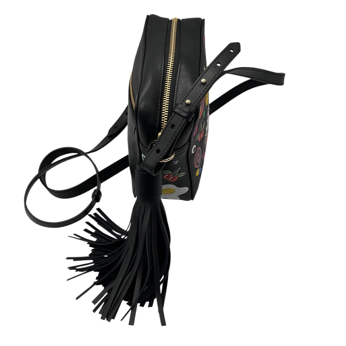 Anya Hindmarch Black Multi Sticker Patch Leather Crossbody Bag