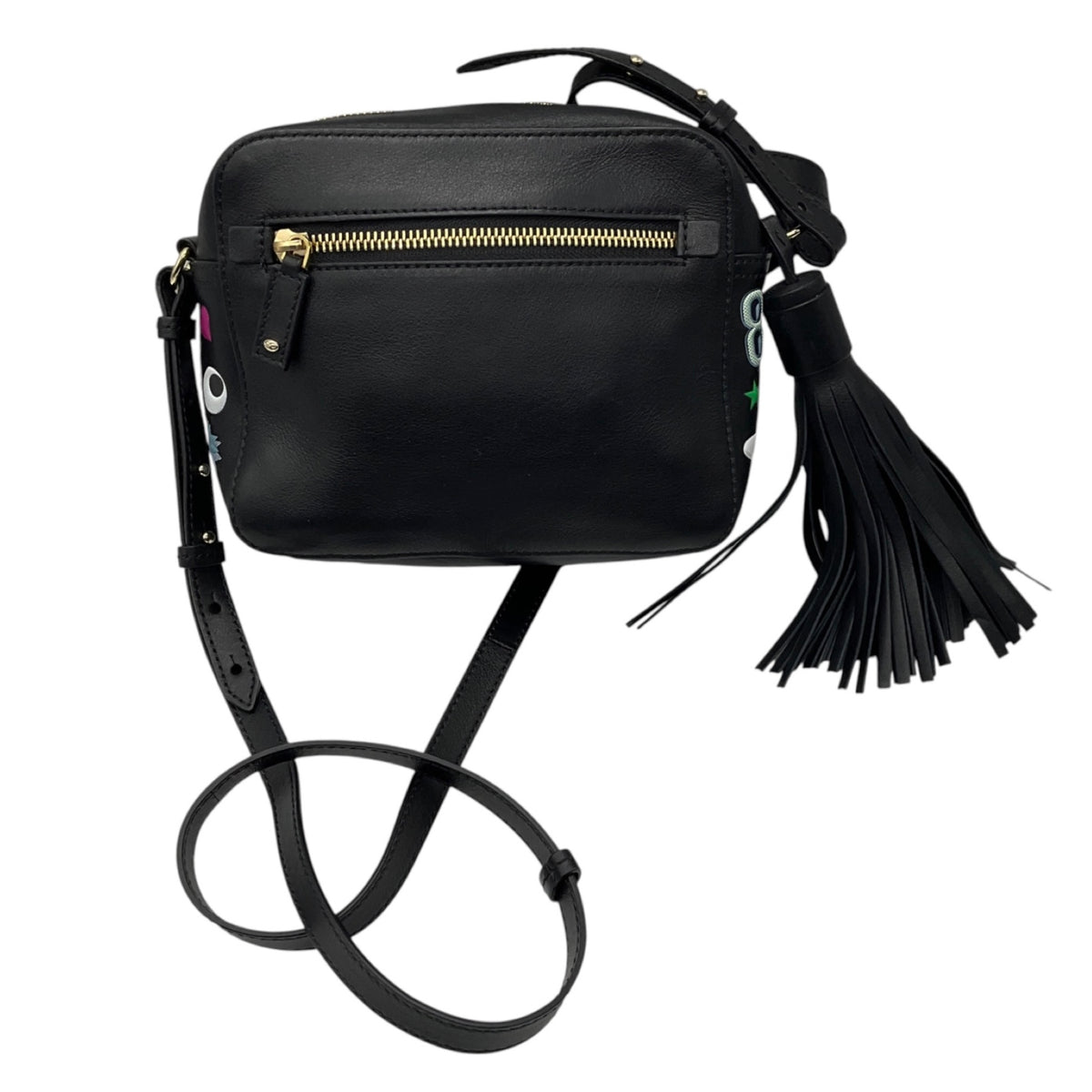 Anya Hindmarch Black Multi Sticker Patch Leather Crossbody Bag
