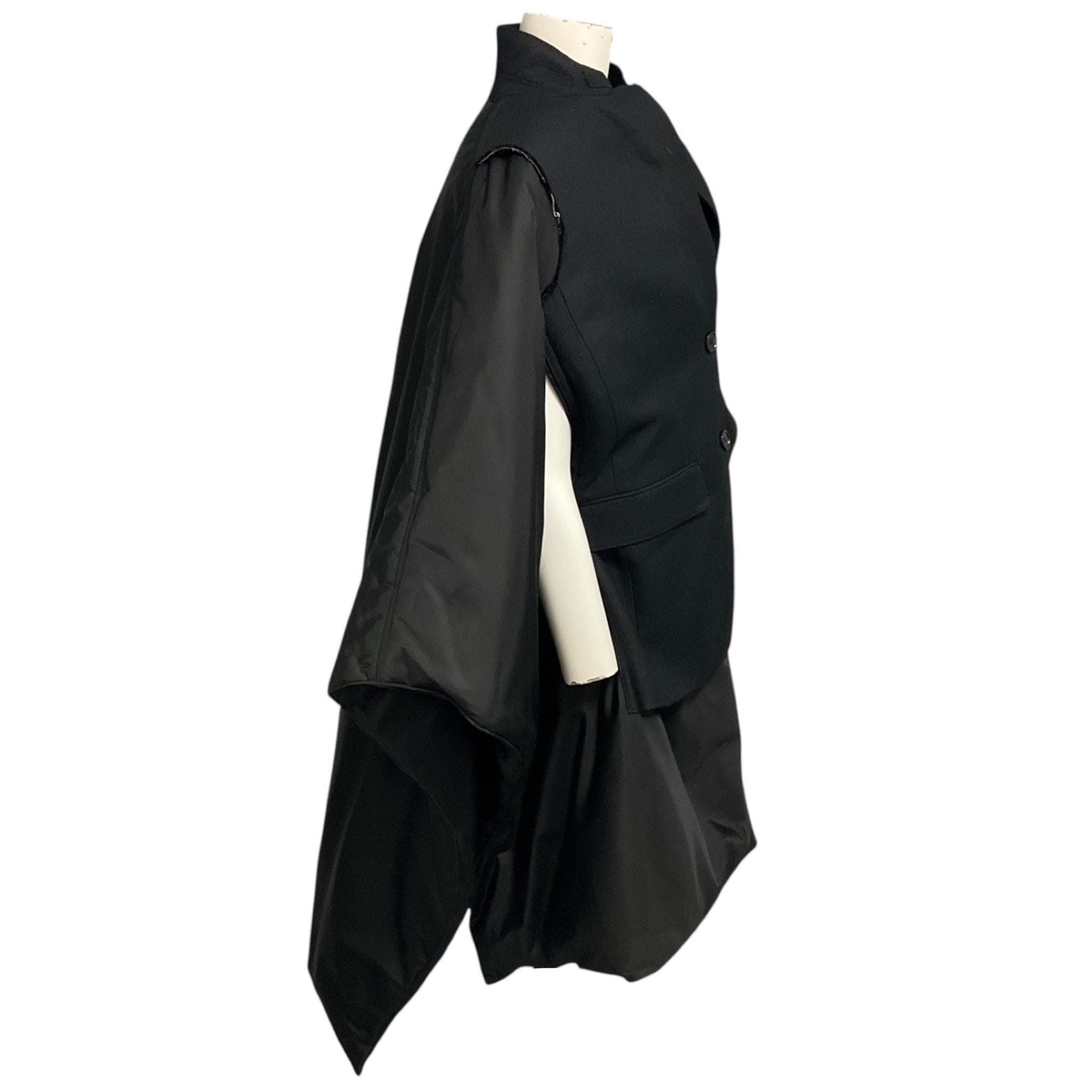 Burberry Black Cape Style Wool and Nylon Coat