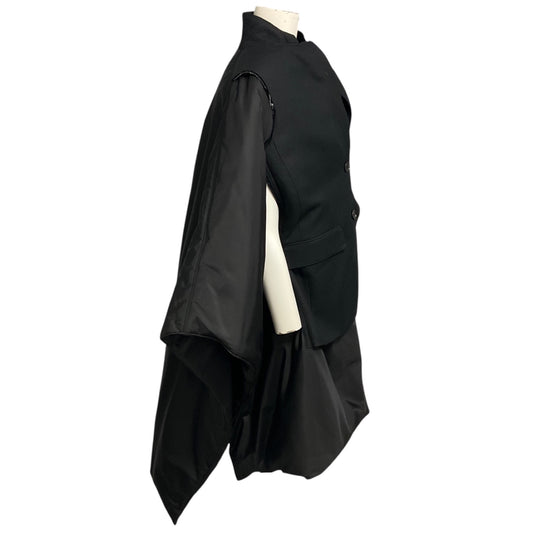 Burberry Black Cape Style Wool and Nylon Coat