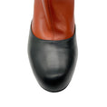 Load image into Gallery viewer, Hermes Brown / Black Two-Tone Round Toe Leather Ankle Booties
