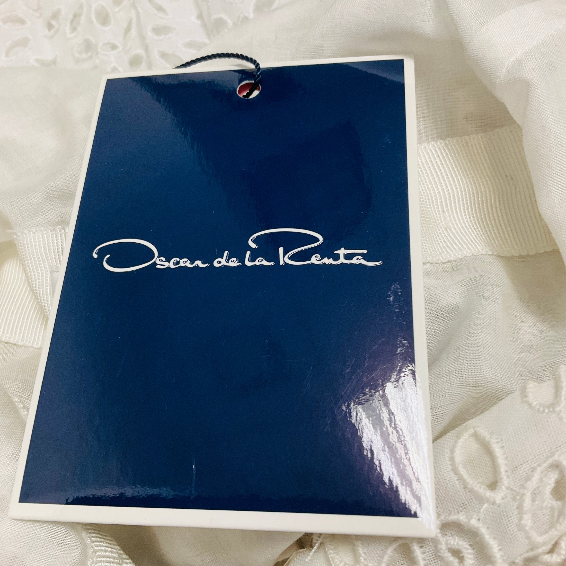 Oscar de la Renta White Sleeveless V-Neck Cotton Eyelet Midi Dress