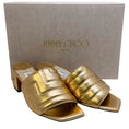 Load image into Gallery viewer, Jimmy Choo Gold Quilted Leather Themis Slide Sandals
