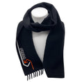 Load image into Gallery viewer, Prada Black / White / Orange Logo Print Fringed Cashmere Scarf
