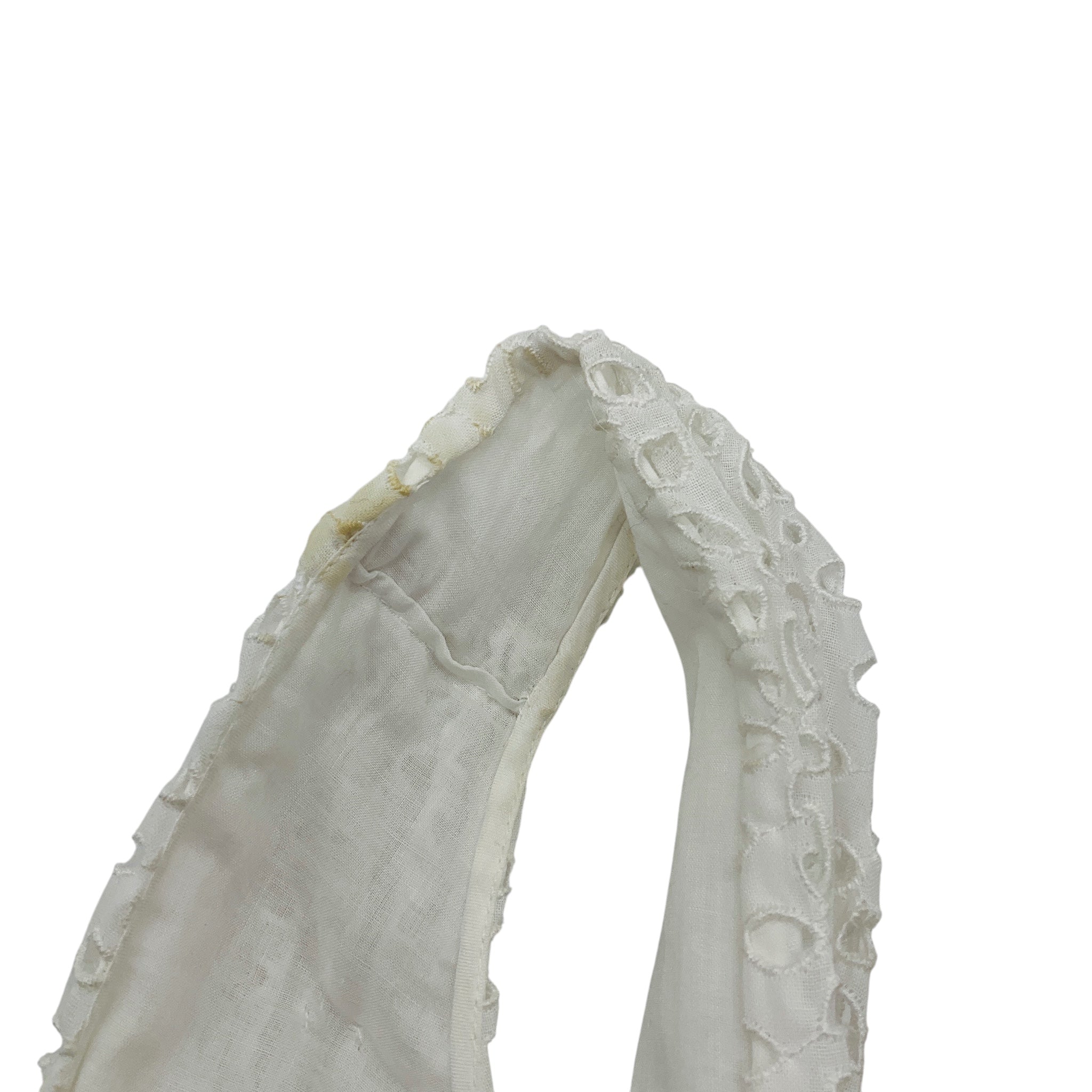 Oscar de la Renta White Sleeveless V-Neck Cotton Eyelet Midi Dress