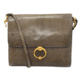 Load image into Gallery viewer, Hermes Vintage Olive Green Lizard Skin Leather Flap Shoulder Bag
