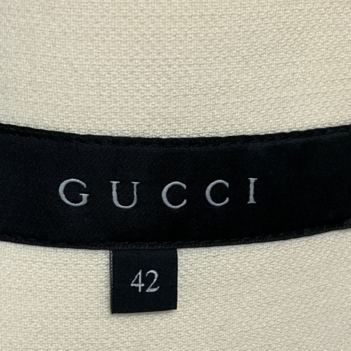 Gucci Ivory Double Breasted Wool Pea Coat with Silver Buttons