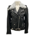 Load image into Gallery viewer, Understated Leather Black / Grey Fur Collar Moto Zip Leather Jacket
