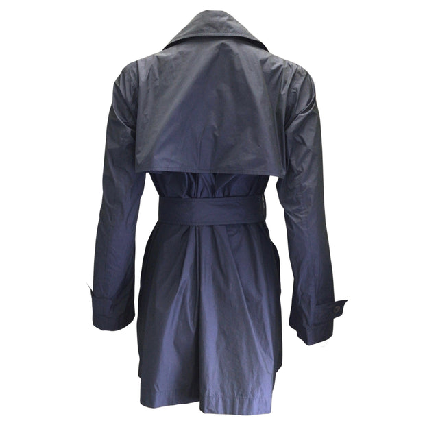 Jil Sander Navy Blue Belted Cropped Trench Coat