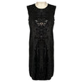 Load image into Gallery viewer, Donna Karan Black Sequined Wetlook Cashmere Sleeveless Dress
