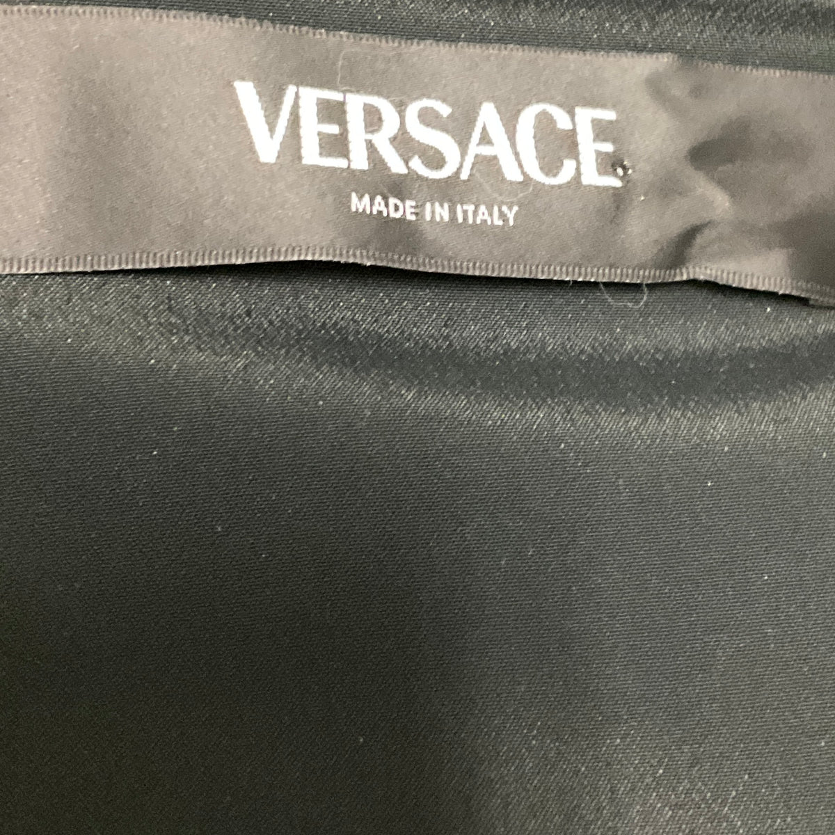 Versace Black Long Sleeved Deep V-Neck Leather Trimmed Jersey Stretch Maxi Dress