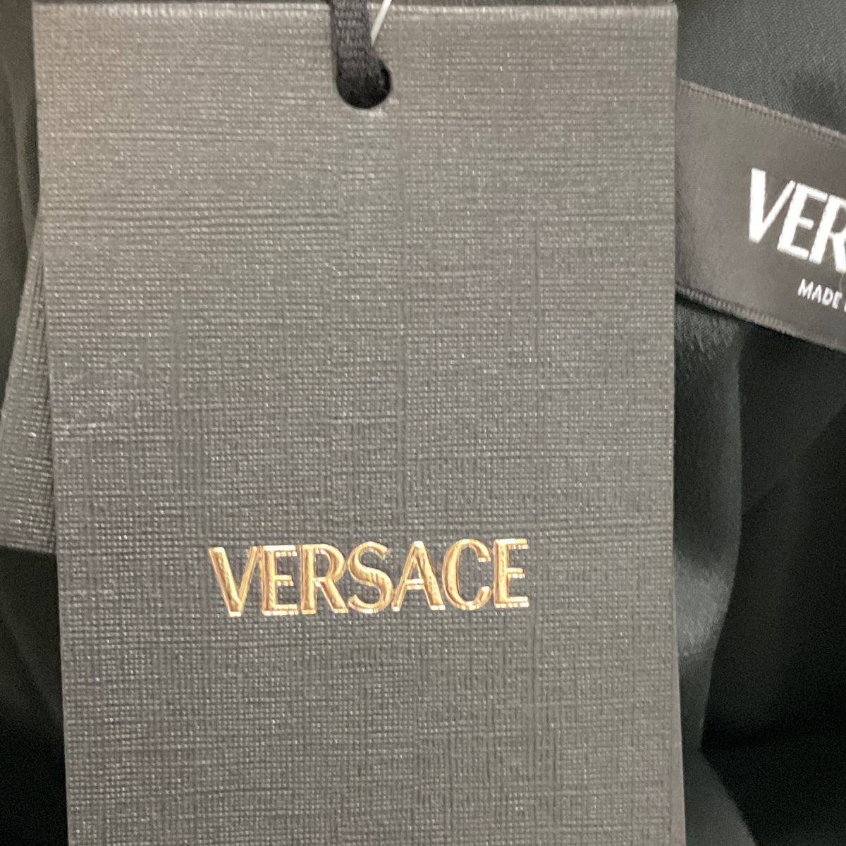 Versace Black Long Sleeved Deep V-Neck Leather Trimmed Jersey Stretch Maxi Dress