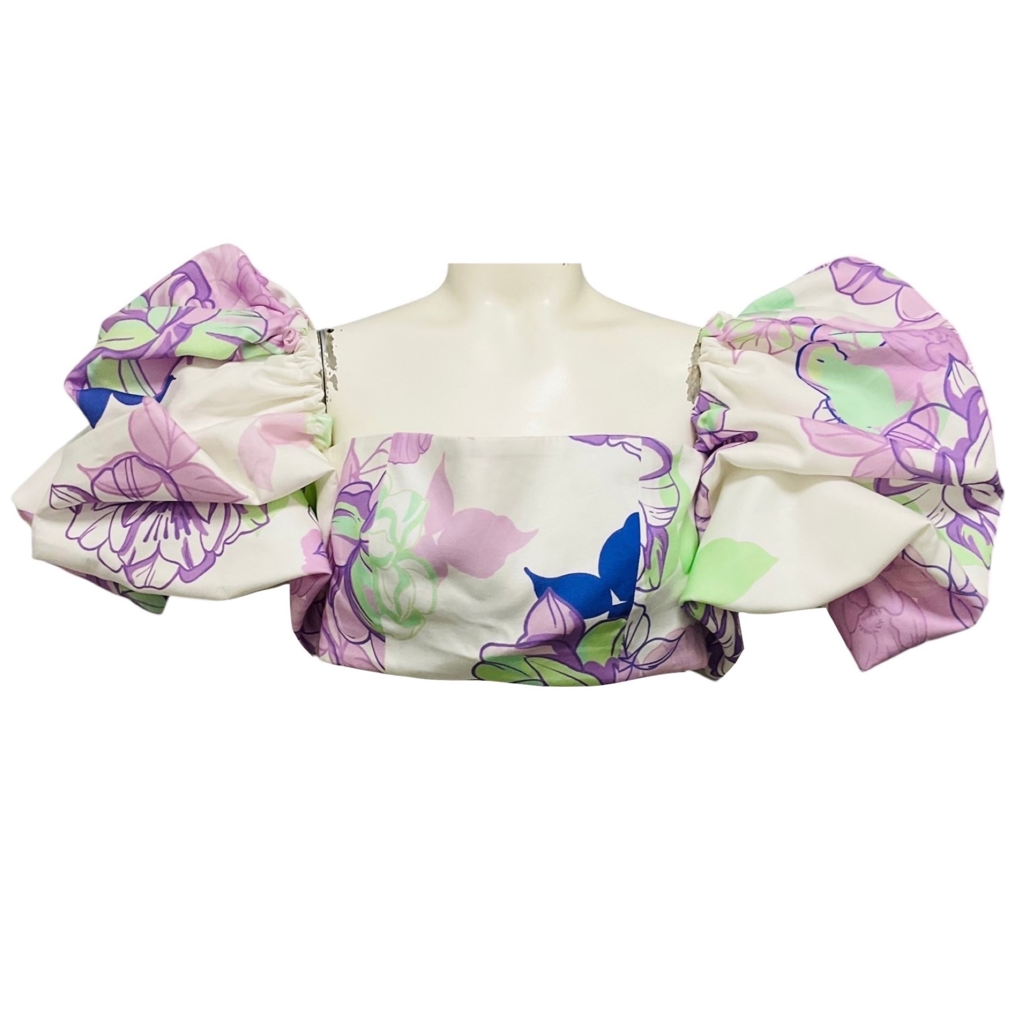 Leo Lin Purple Multi Begonia Print Simone Puff Top