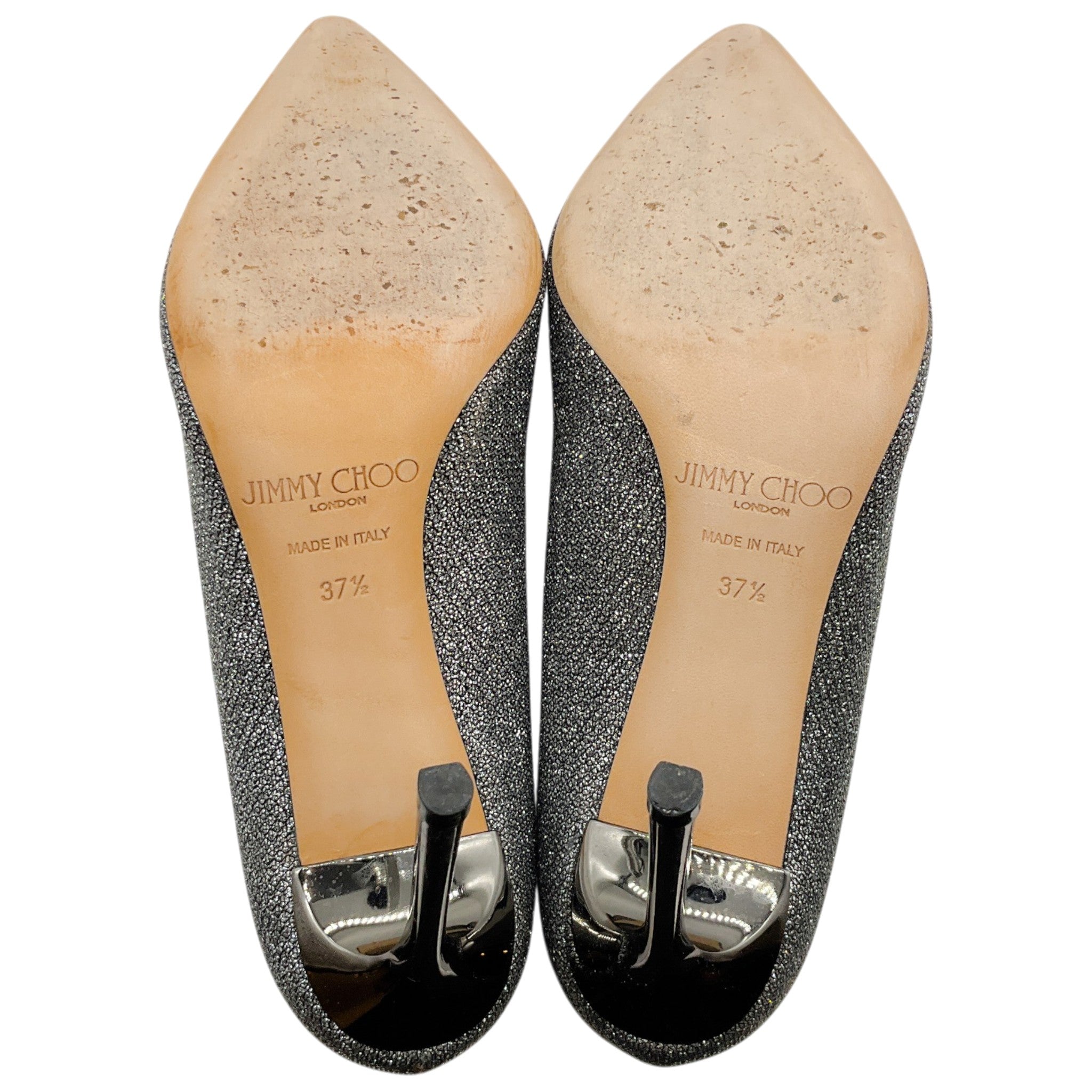 Jimmy Choo Silver Pewter Shimmer Pumps