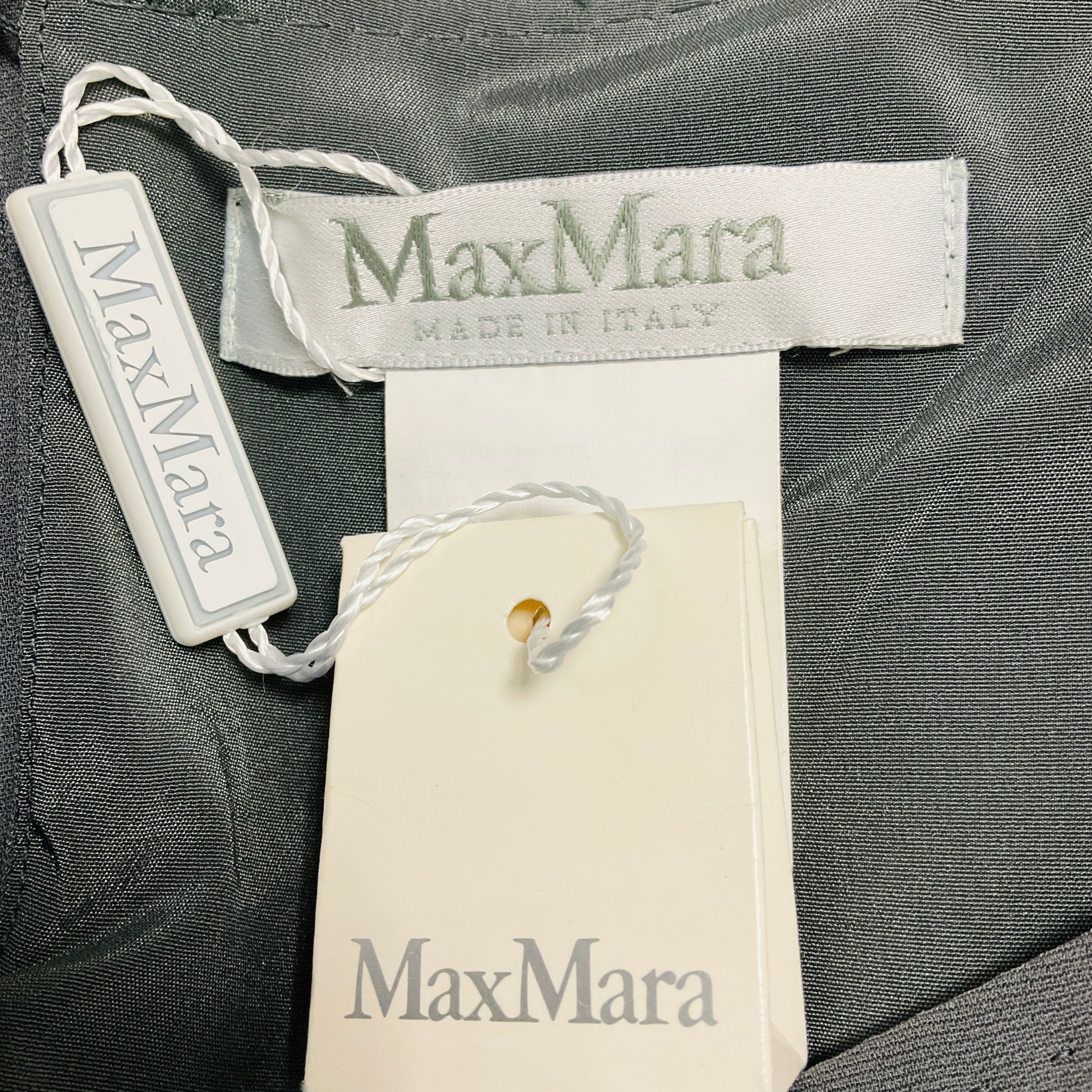 Max Mara Slate Grey Draped Detail Sleeveless Crepe Midi Dress