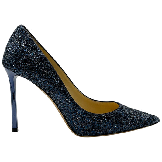 Jimmy Choo Navy Blue Glitter Pumps