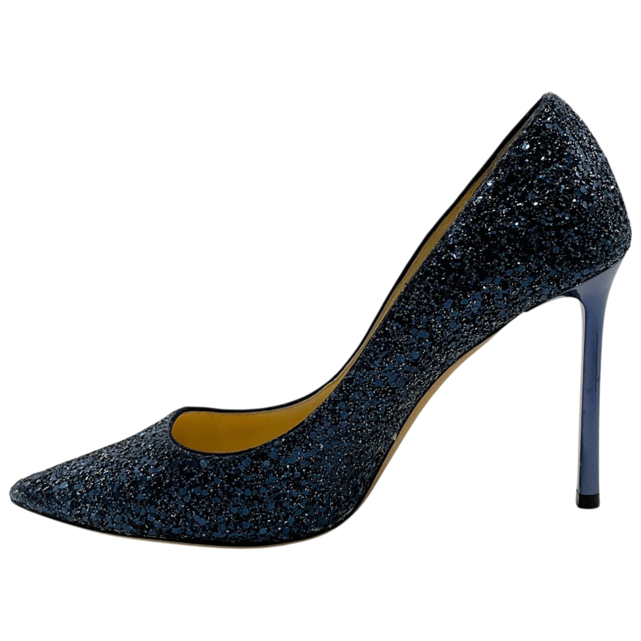 Jimmy Choo Navy Blue Glitter Pumps
