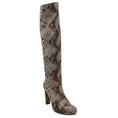 Load image into Gallery viewer, Stuart Weitzman Beige / Brown Snake Print Tall Boots
