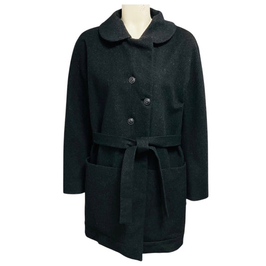 Chloe Anthracite Grey Belted Wool Coat with Asymmetrical Buttons