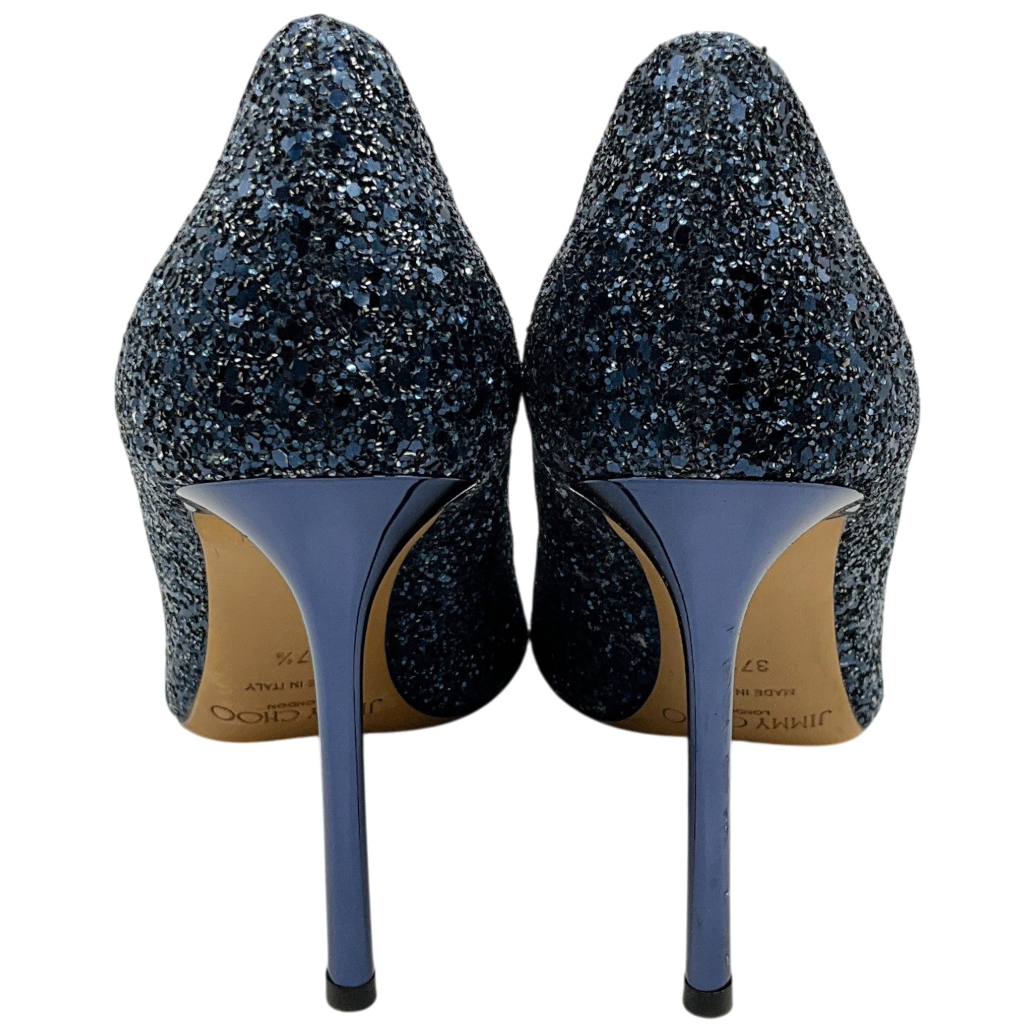 Jimmy Choo Navy Blue Glitter Pumps