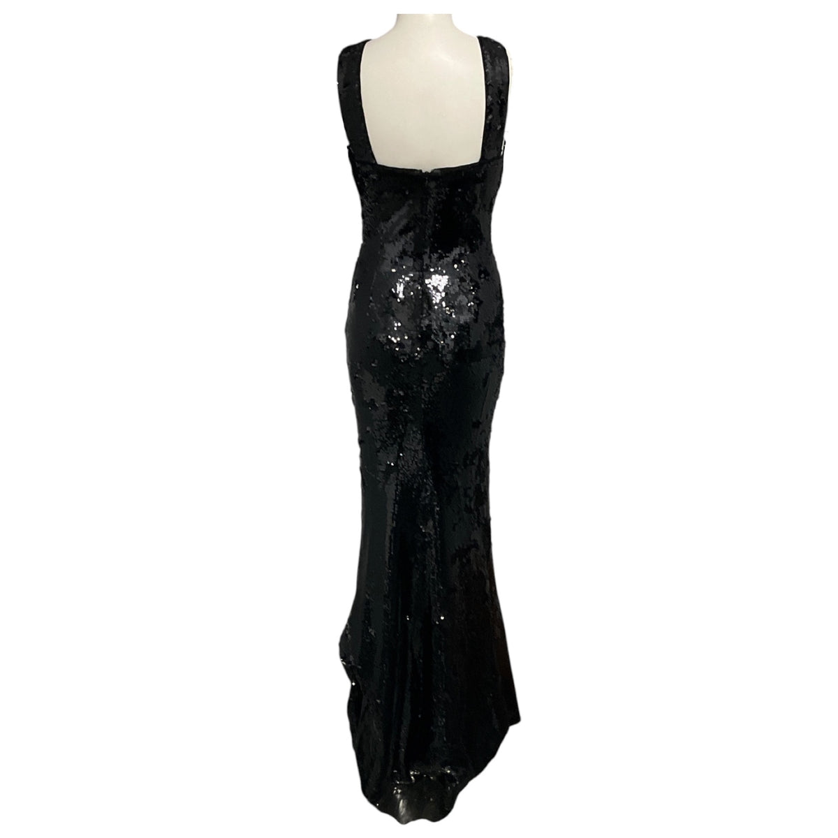 Roland Mouret Black Sleeveless Sequined Gown with Rosette Detail