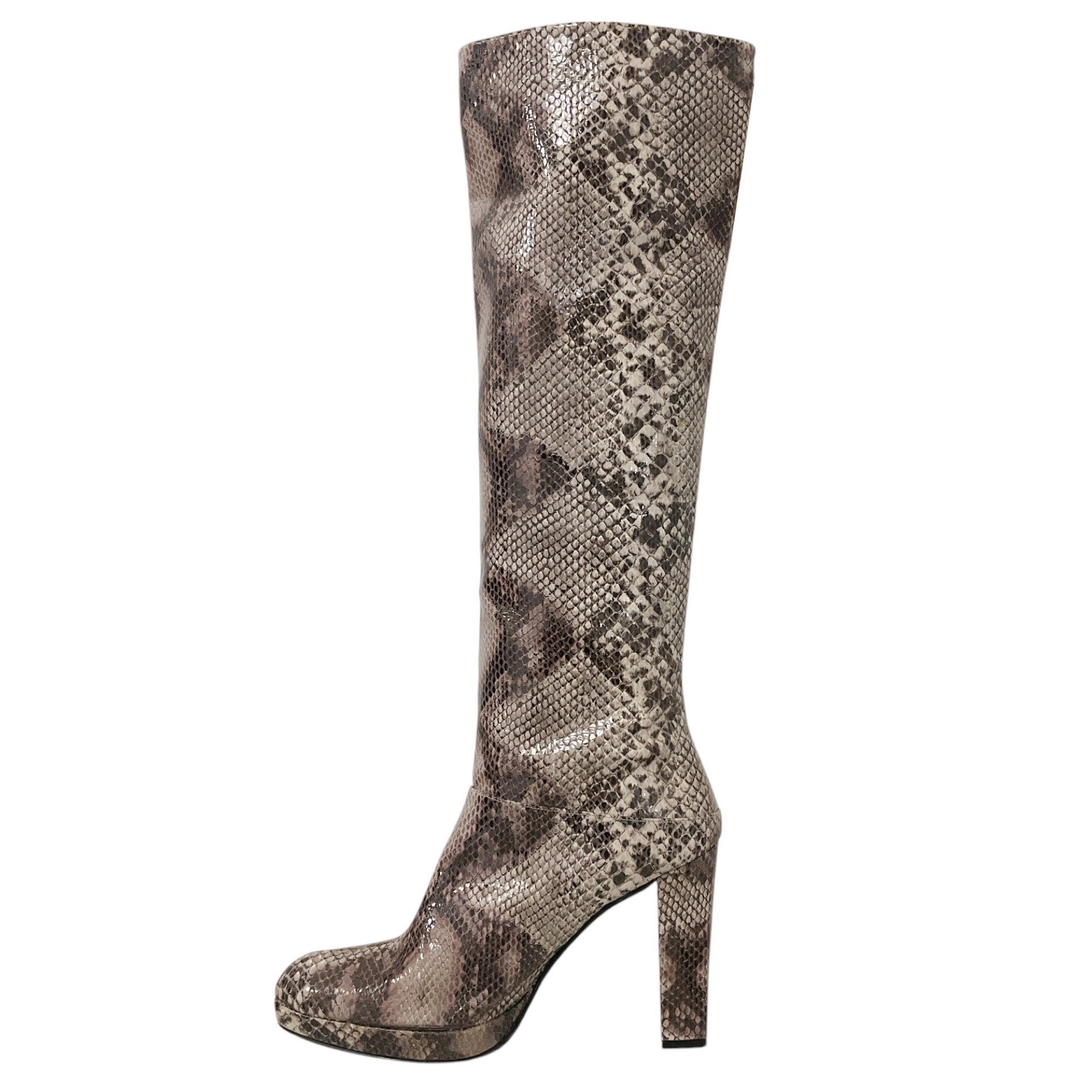 Stuart Weitzman Beige / Brown Snake Print Tall Boots