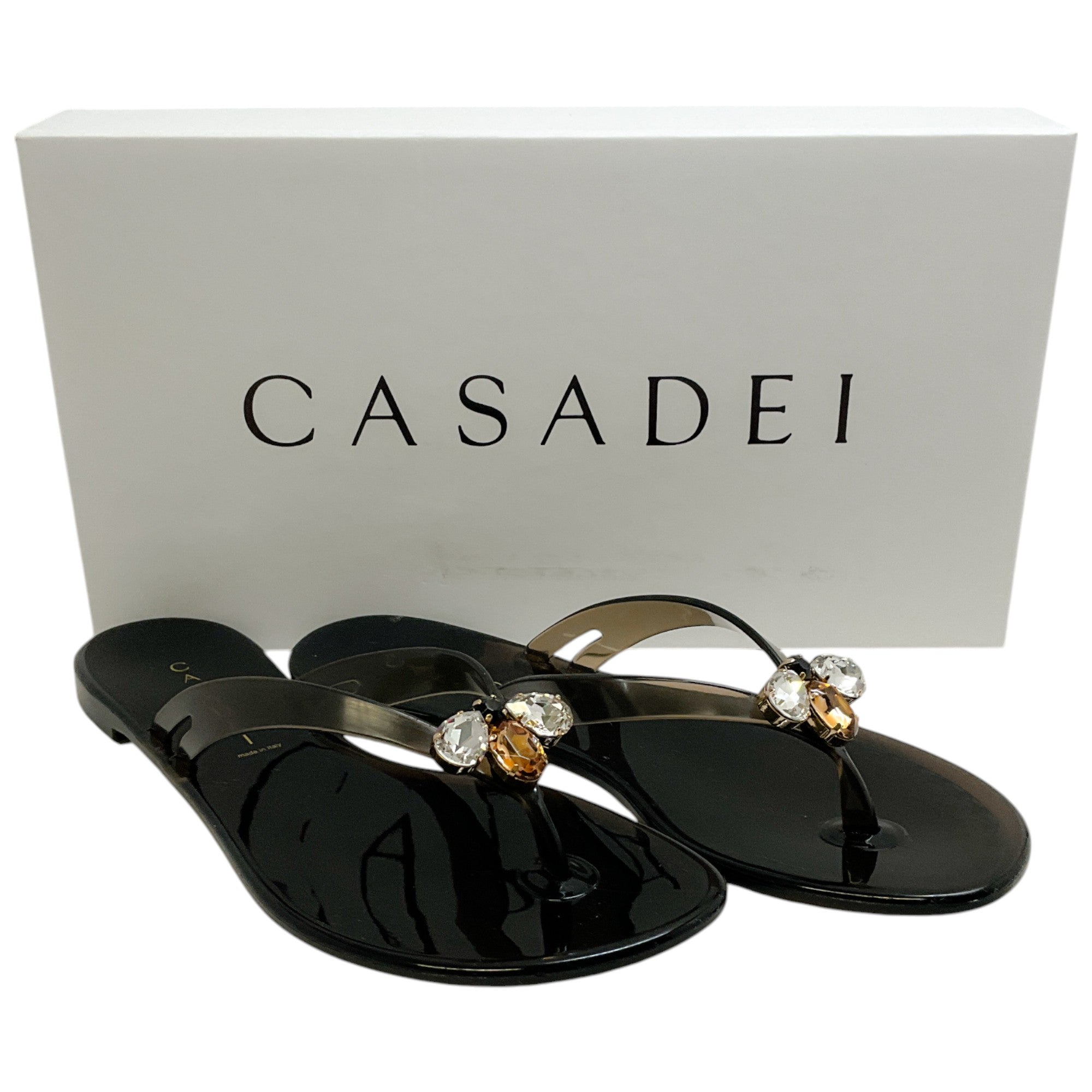 Casadei Queen Bee Nero Jelly Slide Sandals